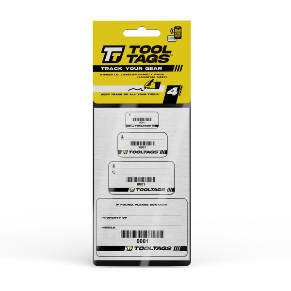 ToolTags® Barcode Labels - Personalized Owner ID Labels - Includes Opt