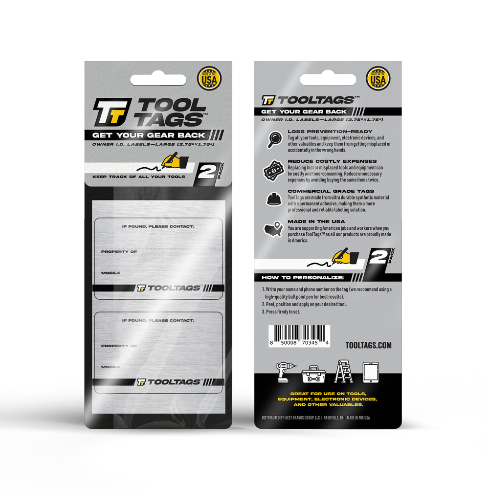 ToolTags® - Personalized Owner ID Labels - Includes Optional Laminate: Size: Large (2 Labels)