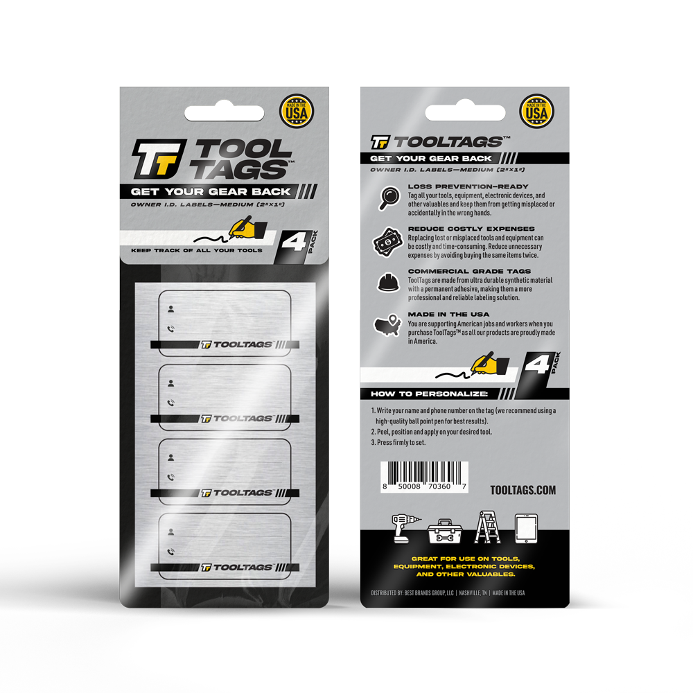 ToolTags®Personalized Owner ID Labels - Includes Optional Laminate - Size: Medium (4 Labels)