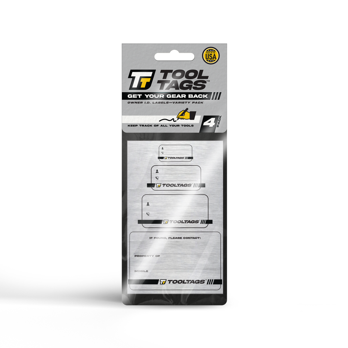 ToolTags® Personalized Tags - Owner ID Labels - Includes Optional Laminate - Size: Variety Pack (Assorted Labels)