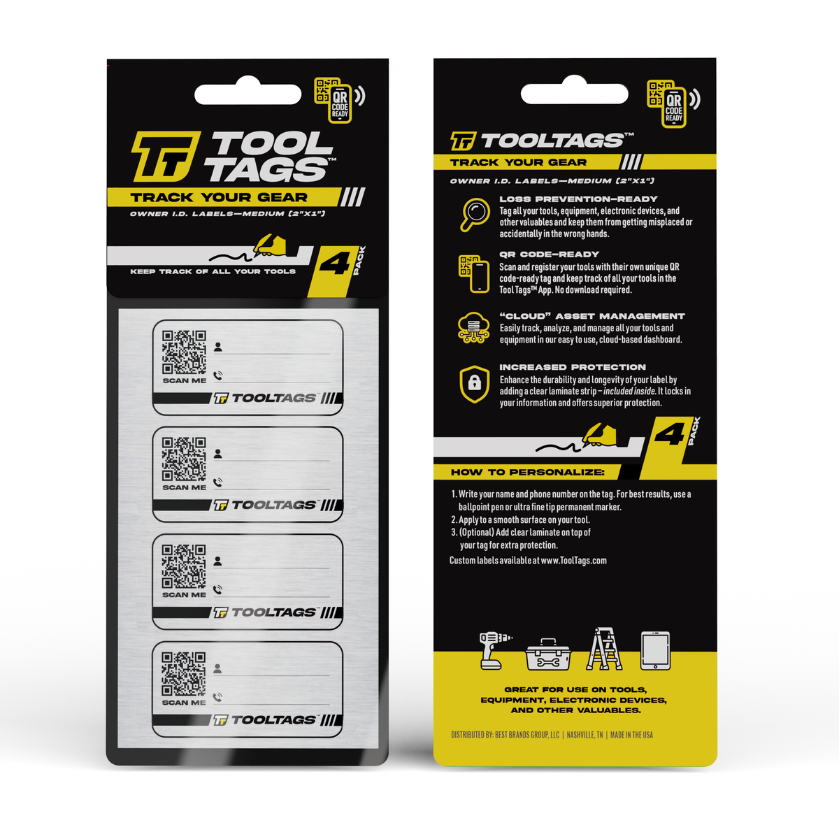 ToolTags - Asset Tags - QR Code Technology - Medium - 2" x 1"